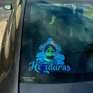 Honduras Decal Sticker - Light Blue Holo Decal for Car, Glass Doors & Walls - Available in Multiple Colors - Easy Installation