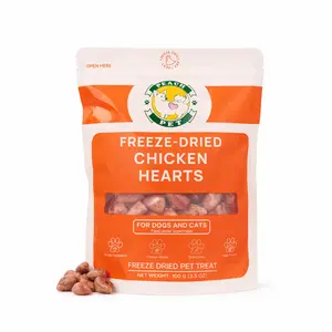 Freeze-Dried Chicken Hearts Dog Treats – Single Ingredient, High Protein, Grain-Free Training Treats & Food Topper for Dogs & Cats, 3.5 oz | Peach Pet