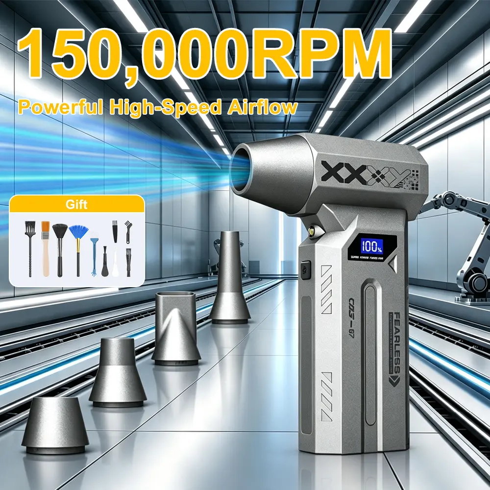 Electric Air Duster with LED Display, High-Powered Cordless Air Blower with Adjustable Speed, Portable Compressed Air Cleaner for Keyboard, PC, Electronics, Car Detailing, Home & Pet Hair Cleaning