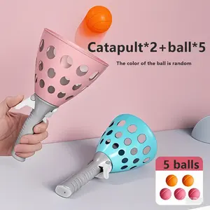 Outdoor Indoor Game Activities For Kids And Family, Pop-Pass-Catch Ball Game With 2 Catch Launcher Baskets And 4 Balls, Yard Games Beach Toys For Boys And Girls
