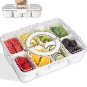 Divided Serving Tray with Lid and Handle - Portable Snack Container for Parties and Entertaining