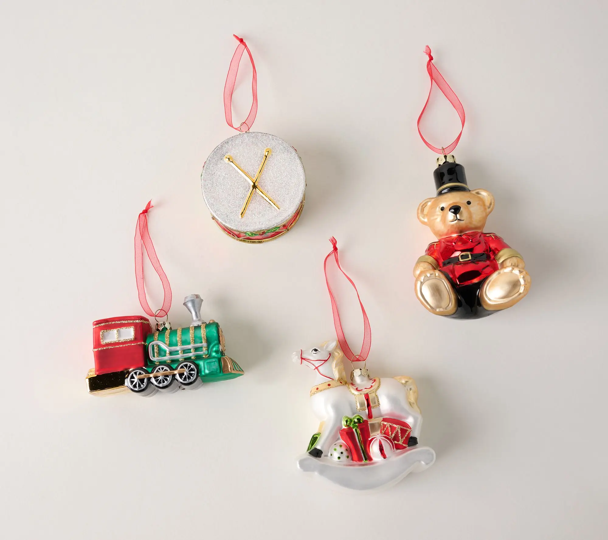 Kringle Express Set of 4 Figural Christmas Ornament Set