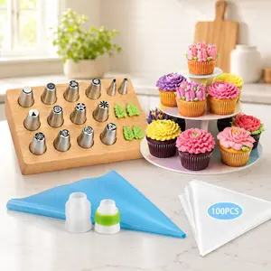 [Professional Kit] Russian Piping Tips Set for Cake Decorating - Juego de 117 Boquillas Rusas y de Crema para Repostería, Decoración de Pasteles y Cupcakes
