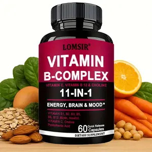 Methylated B Complex - 11-in-1 Formula with B12, Thiamin, Folate, Inositol, Choline & Vitamin C - Supports Energy, Mood & Nerve Health - 60 Capsules