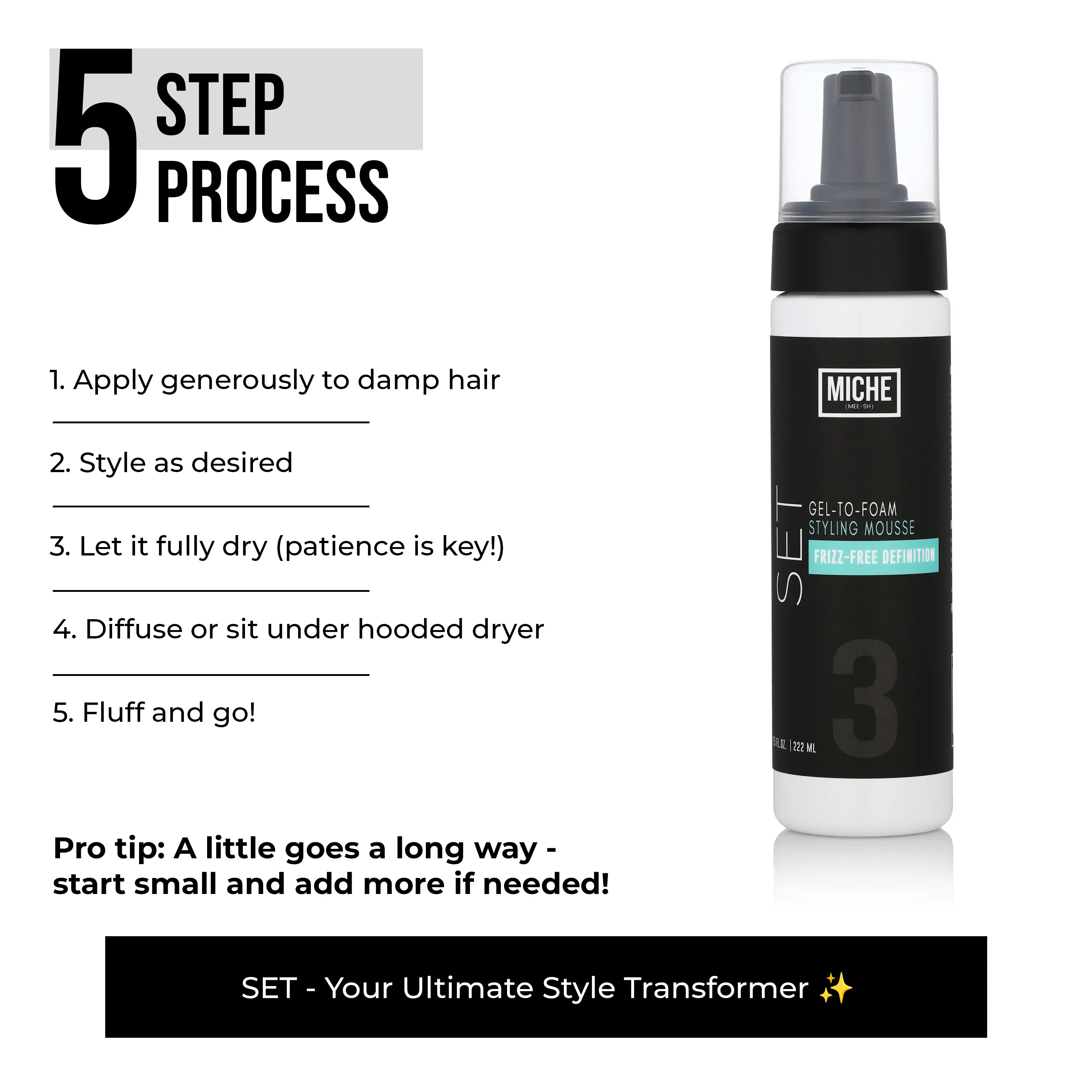MICHE] Gel-to-Foam Styling & Defining Mousse | Infused with