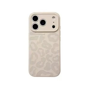 Silicone leopard print case suitable for iP17/16promax full coverage 14/15 soft skin feel anti-drop protective case