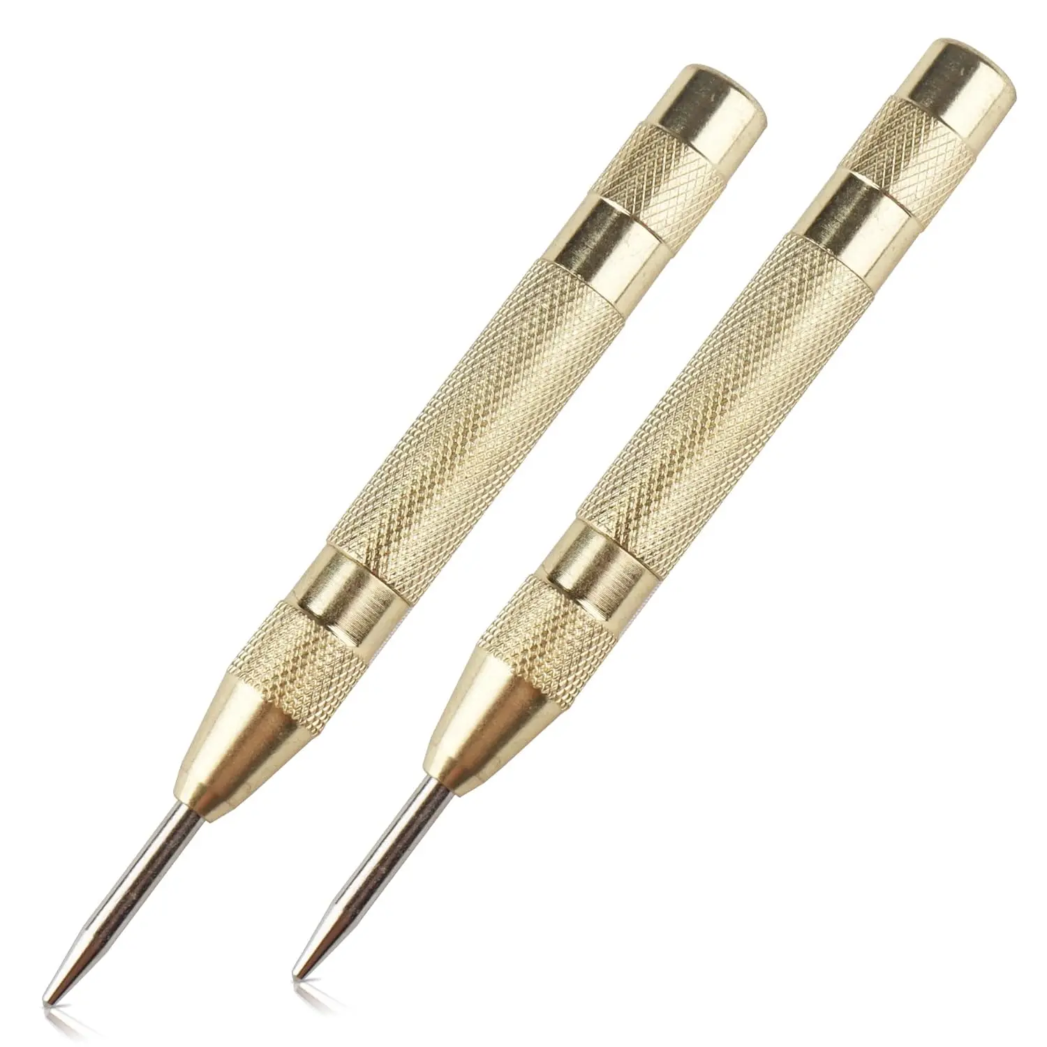 2Pcs Automatic Center Punch, 5'' Premium Spring Loaded Center Punch, Adjustable Spring Loaded Center Hole Punch, Heavy Duty Steel Automatic Center Marker Punch Tool for Metal, Wood, Glass bygiftgiftgift