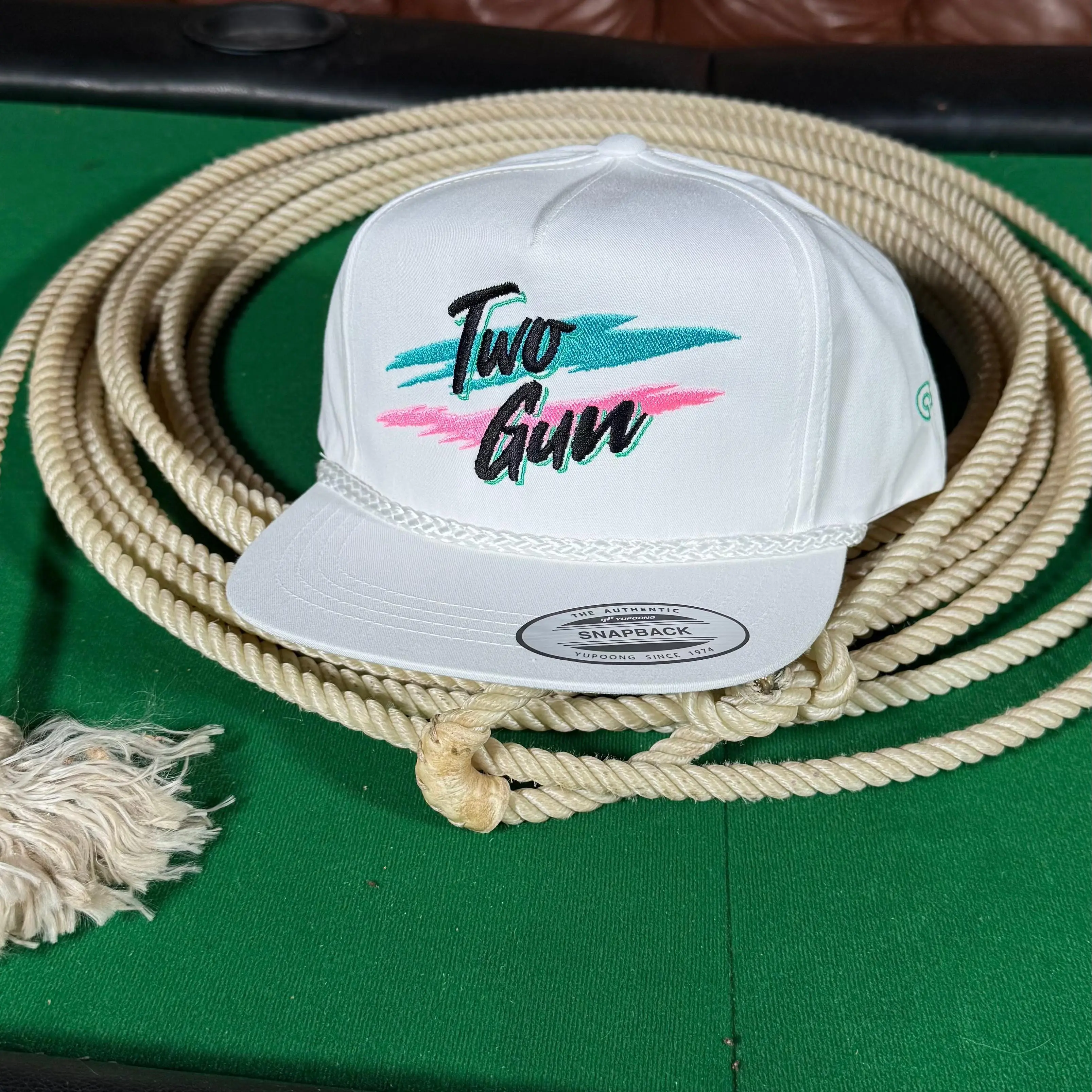 Vintage 80s Rope Snapback Cap for Men & Women, Casual Miami Style Hat with an Embroidered Montana Vice Logo in Pastel Colors, Pastels, Embroidered Logo, Rope Trim, Unisex