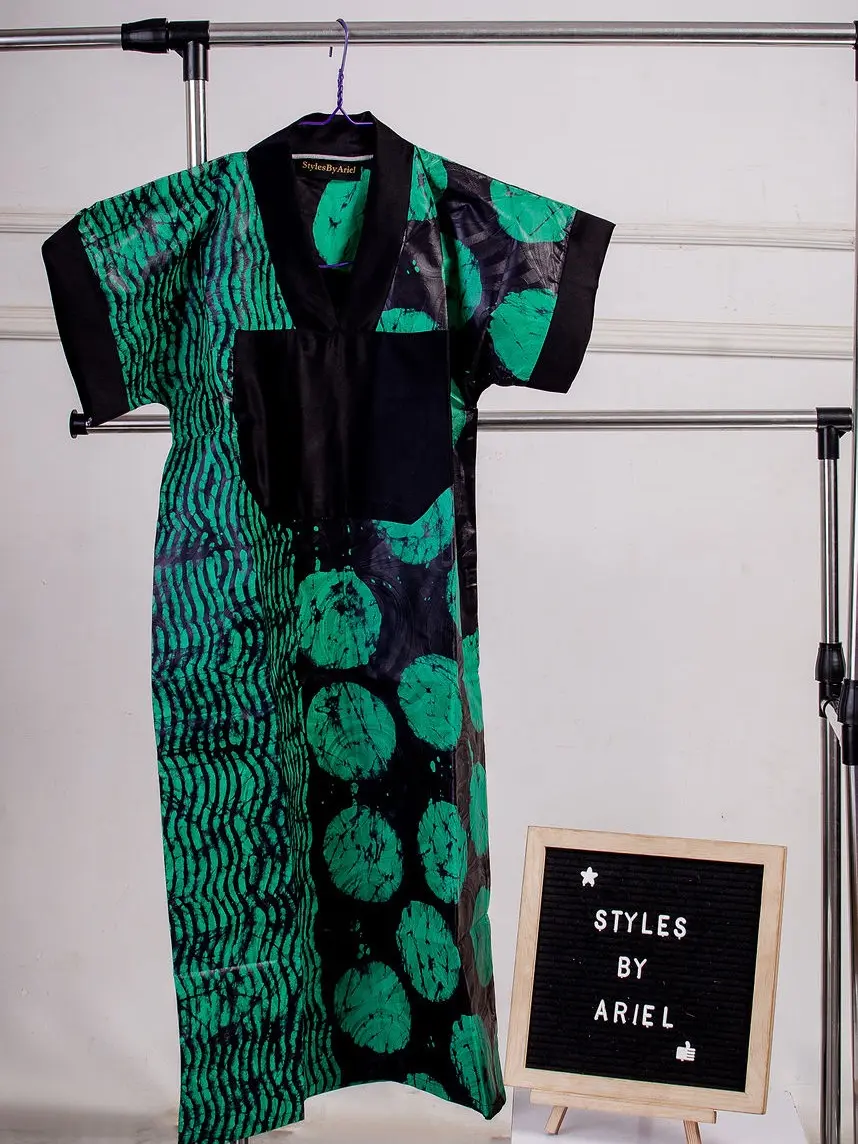Green & Black Dashiki Dress