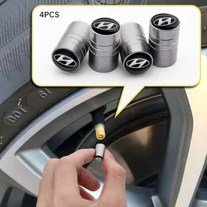 4Pcs Hyundai Car Styling Aluminum Alloy Car Wheel Tire Valve Caps Dust Prevention Cover Accessories For Hyundai I10 I20 I30 I40 IX20 IX35 Sonata Santa Fe Tucson Elantra Solaris Creta Accent Ioniq Kona Car Protector