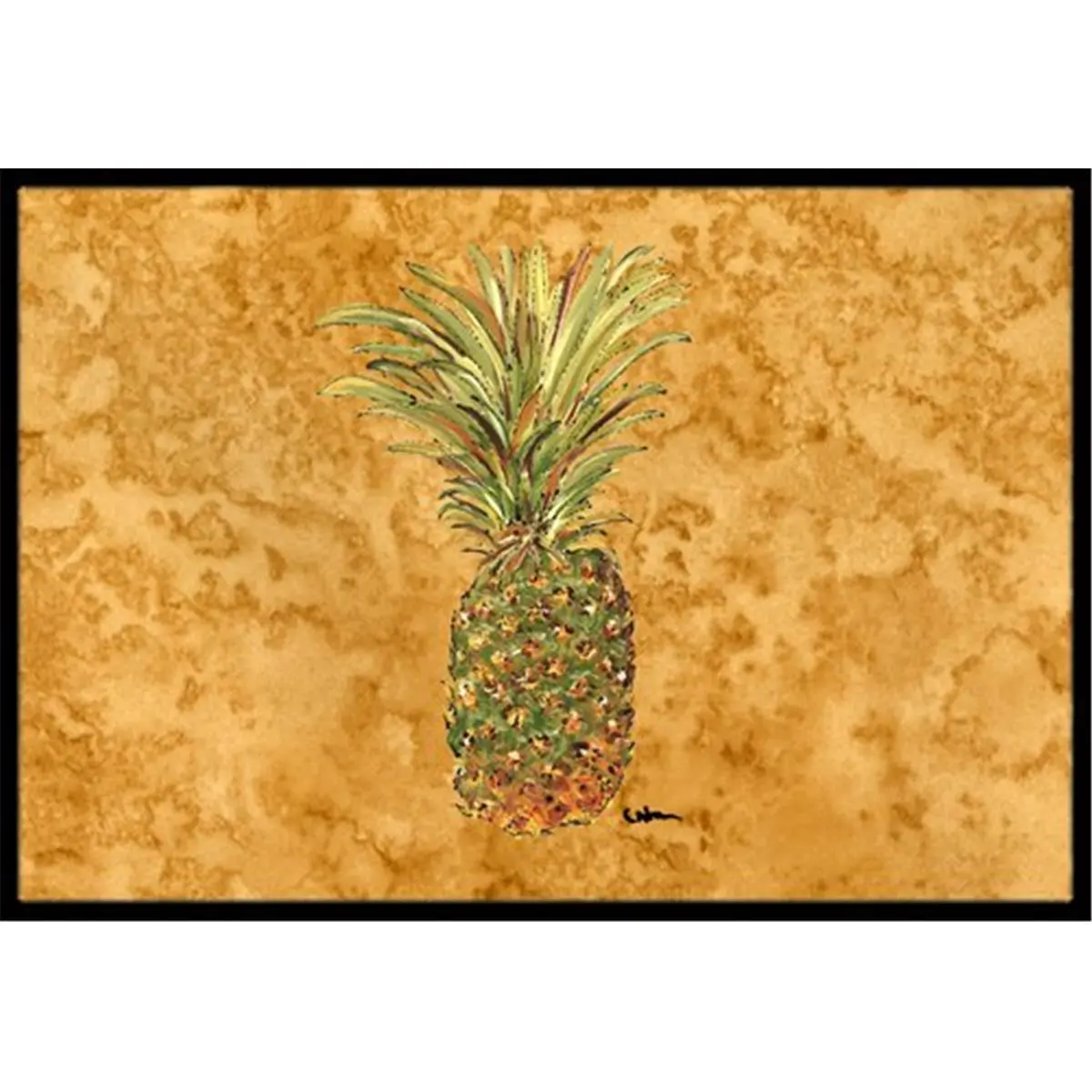 Carolines Treasures Pineapple Home Decor Mat, 27x0.15x18in, Black Binding Tape, Durable & Fade Resistant, Indoor Area Rugs for Living Room, Outdoor Patio Use