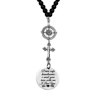 Cross Car Charm, Rear View Mirror Car Charm, Religious Gifts for Women, Car Interior Decoration Accessories, Car Hanging Decoration