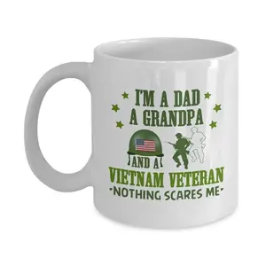 Veteran Mug, I'm A Dad A Grandpa And A Vietnam Veteran Ceramic Coffee Mug