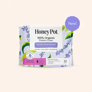 The Honey Pot Company - 100% Organic Cotton Cover Calming Herbal Infusion Regular Pads With Wings