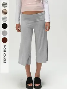 Women's High Waist Wide Leg Pants, Vintage Style Seven-Point Commuter Trousers, Slimming Drape Fit, Comfortable Office Wear Bottom