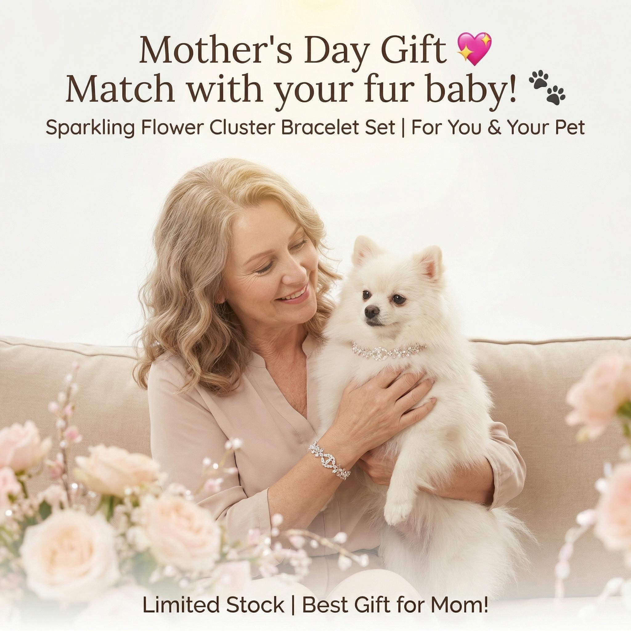 Creamy White & Starlight- Adjustable Human & Pet Necklace Set