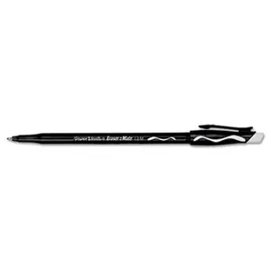 Paper Mate  Eraser Mate Ballpoint Stick Erasable Pen- Black Ink- Medium- Dozen