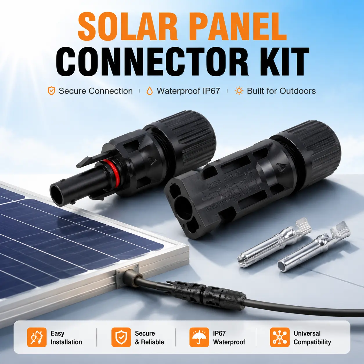 10 Pairs Solar Wire Connector Set, Male-Female Photovoltaics PV System Adapter Plugs with Snap-In Lock, Premium PC/PPO Durable Material Shell, IP67 Rating, 17A 1000V DC Waterproof for Boating Water Sports (C-2443), Outdoor