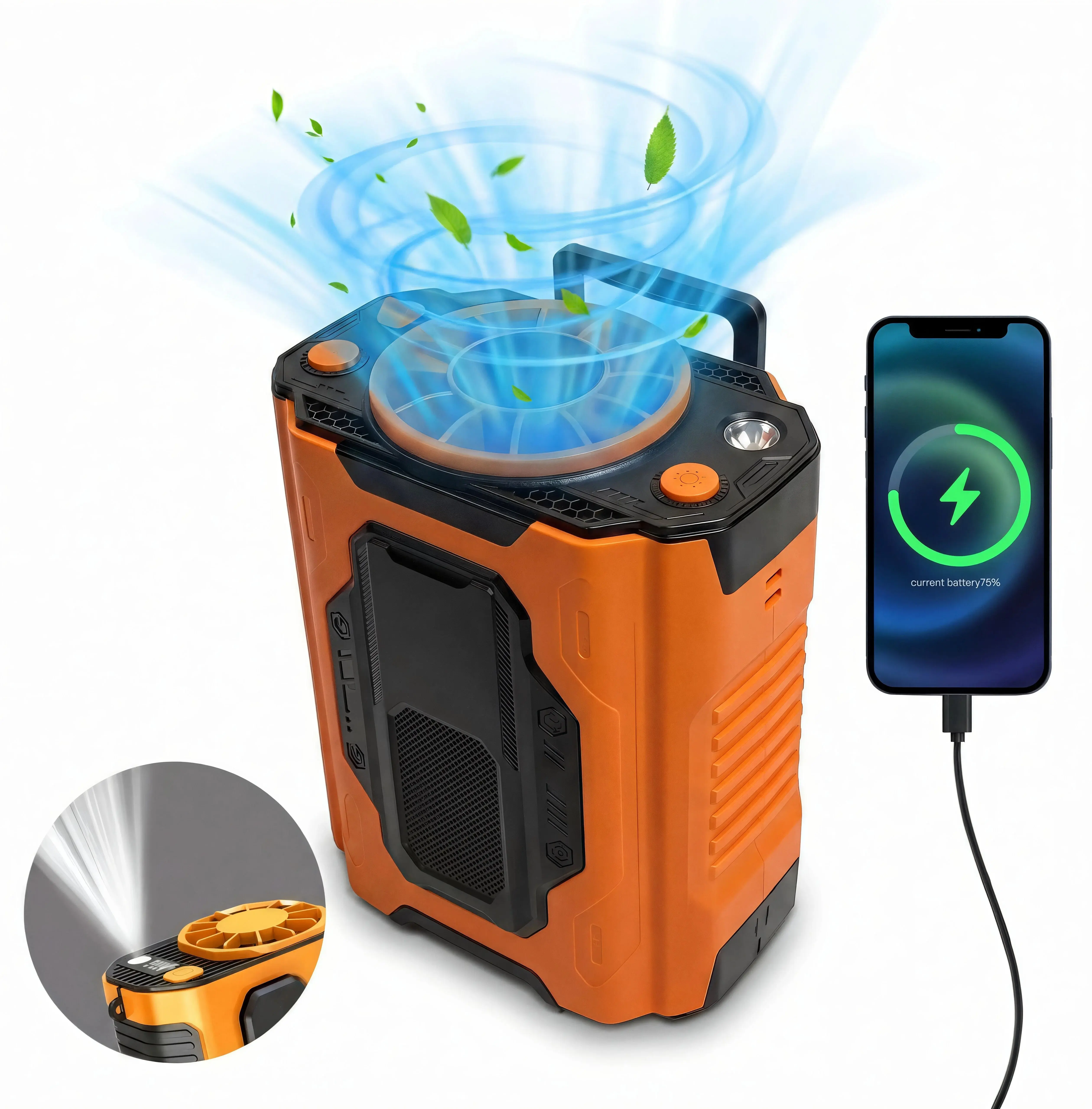 #DealsForYouDays Summer Fan, Portable Waist Clip Fan, 5000 mAh Cool Clip Fan Under Shirt, Belt Fan Clip On Waist Portable Cooling Fan, with LED Light, USB Rechargeable Portable Waist Fan for Outdoor Play and Work