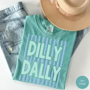 Comfort Colors Dilly Daily Striped T Shirt – Preppy Spring & Summer Gift For Her, Unisex Casual Graphic Tee