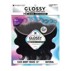 Shake N Go Glossy HD Lace Closure - 13X4 BODY WAVE 12" - 100% Virgin Remy Hair