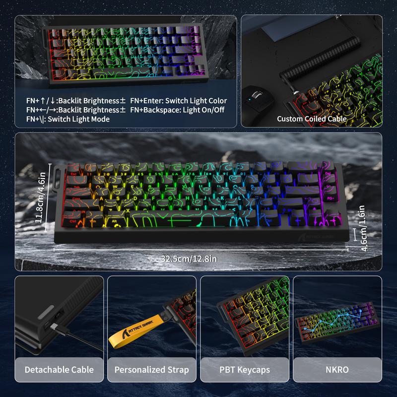 ATTACK SHARK X68HE Wired Gaming Keyboard & R1 Mouse Combo with G300 Active Noise Cancelling Gaming Headset,8KHz Magnetic Switch Keyboard, 16.8M RGB, Custom Actuation, 55g Ultra-Light Mouse with 18,000 DPI & Tri-Mode Connectivity for PC Mac Gamers