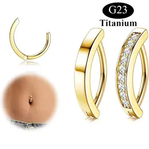 YADOCA Titanium Belly Button Rings 14G G23 Solid Titanium Belly Button Piercing Clear CZ Clicker Belly Rings for Women  CZ Opal Belly Rings Simple Reverse Navel Rings Belly Piercing Body Jewelry
