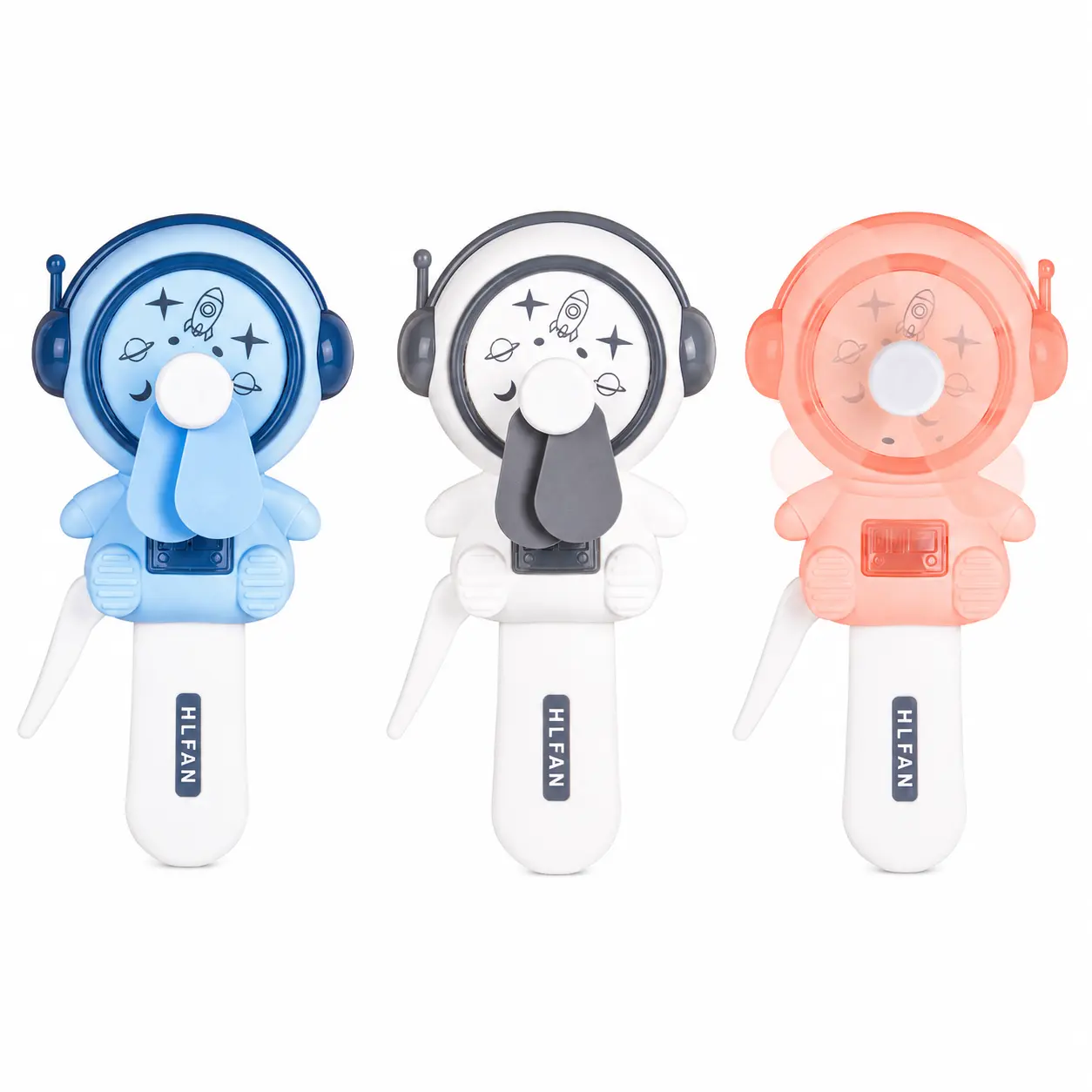 Cute Astronaut Handheld Mini Fan | 1-Pack Battery-Free Manual Press Cooling Fan for Kids Toddlers, Outer Space Spaceman Toy Fan for Summer Travel & Disney Theme Parks