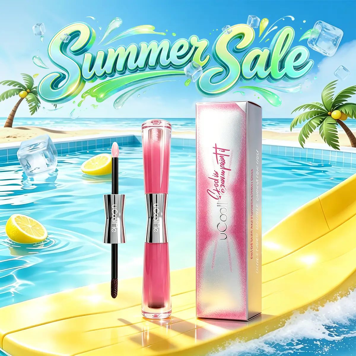 uCoolMe Double-Ended Tinted Cosmetic Lip Gloss - Long-Lasting Base Color, Pearlescent Plumping for Plump Finish, Transfer-Proof for Glossy Lips Makeup (#DealsForYouDays)