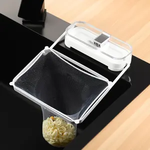 Kitchen Sink Strainer Foldable Food Catcher Basket with Net, Suction Cup Sink Drain Strainer with 100pcs Filter Mesh Bags for Kitchen Food Waste Vegetable Fruits(White)Gift