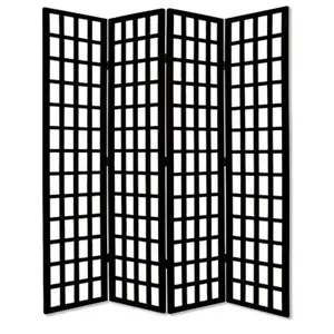HomeRoots 274741 96 in. Black & White Folding 4 Panel Screen Room Divider