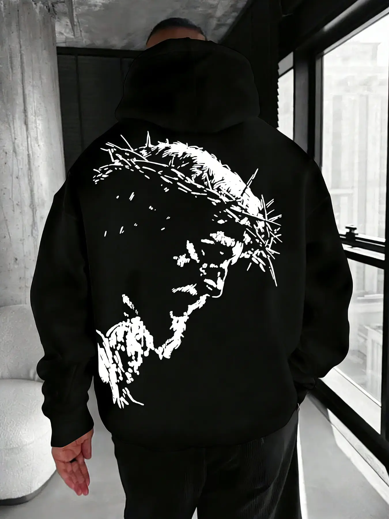 God Printed Zip Hoodie, Everyday Zip Up, Fashion Streetwear for Casual Occasions, Perfect Choice for Trendy, Long Sleeve Loose Fit