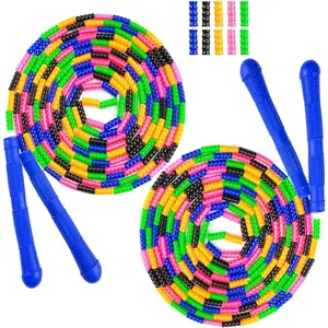 Long Double Dutch Jump Rope 16 Ft 2 Pack Beaded Segmented Skipping Rope for Kids Adults
