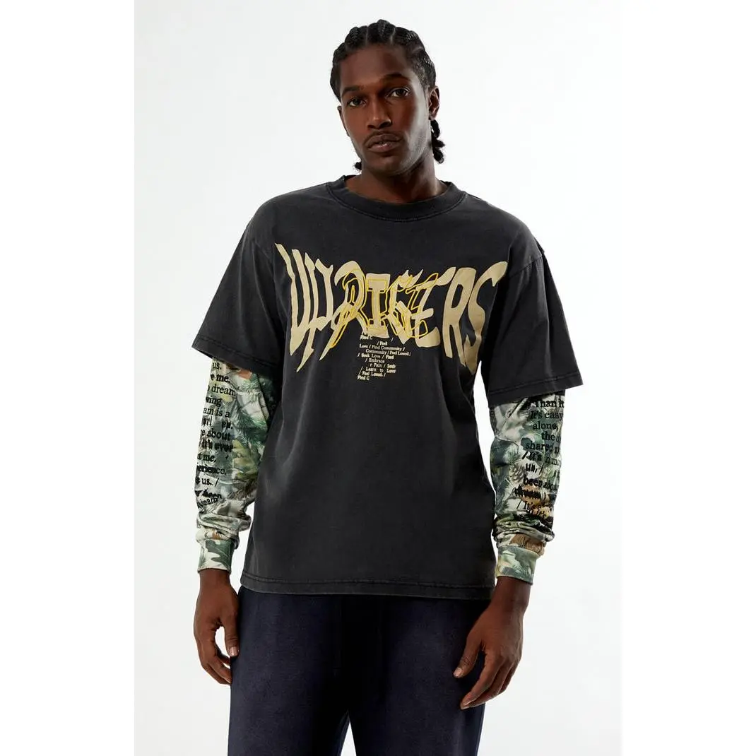 UPRISERS Men's Warped Dream Camo 2fer Long Sleeeve T-Shirt - Multicolor