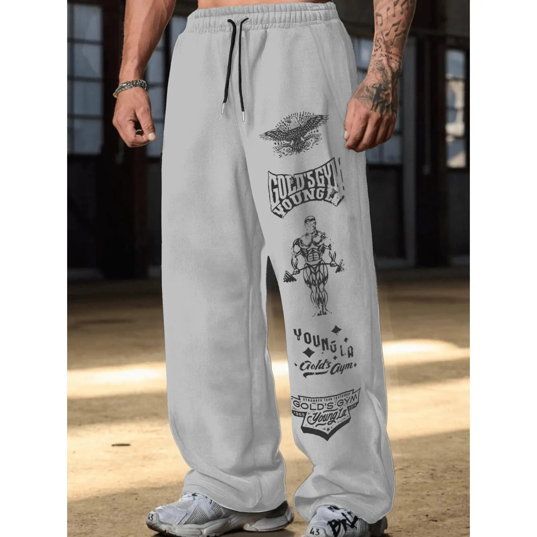 Gold's Gym Series Printed Sports Pants, Comfortable Fabric, Skin