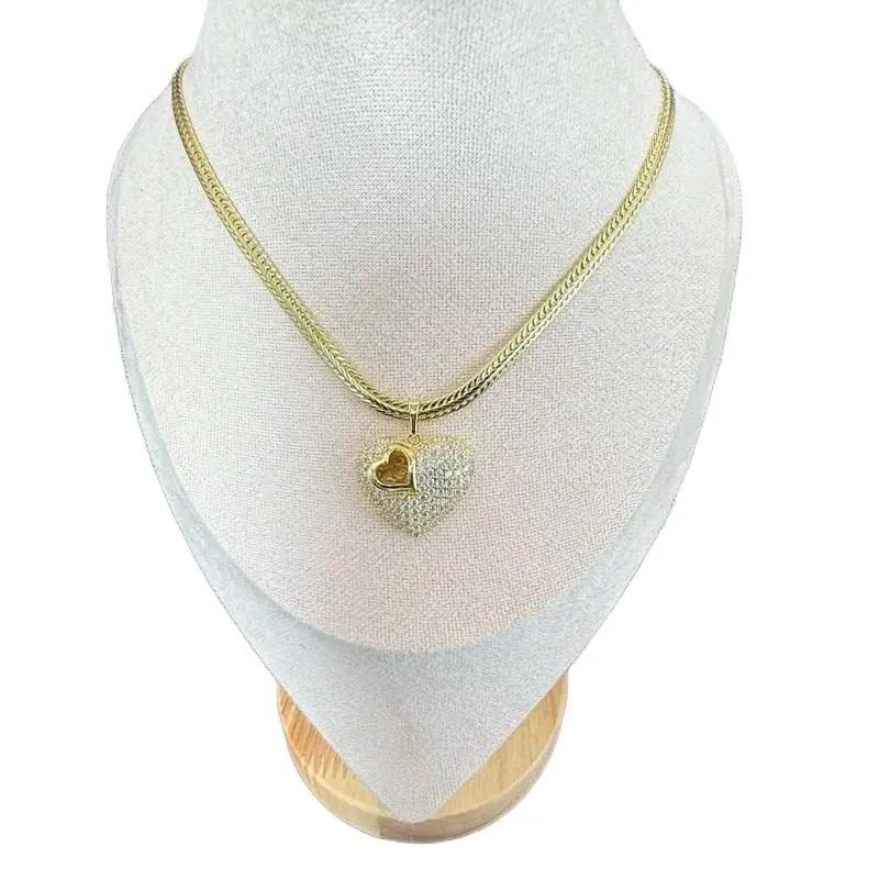 Gold Plated Heart Pendant Necklace with 20 Inch Chain Cod 7003 Elegant & Versatile Jewelry Accessory
