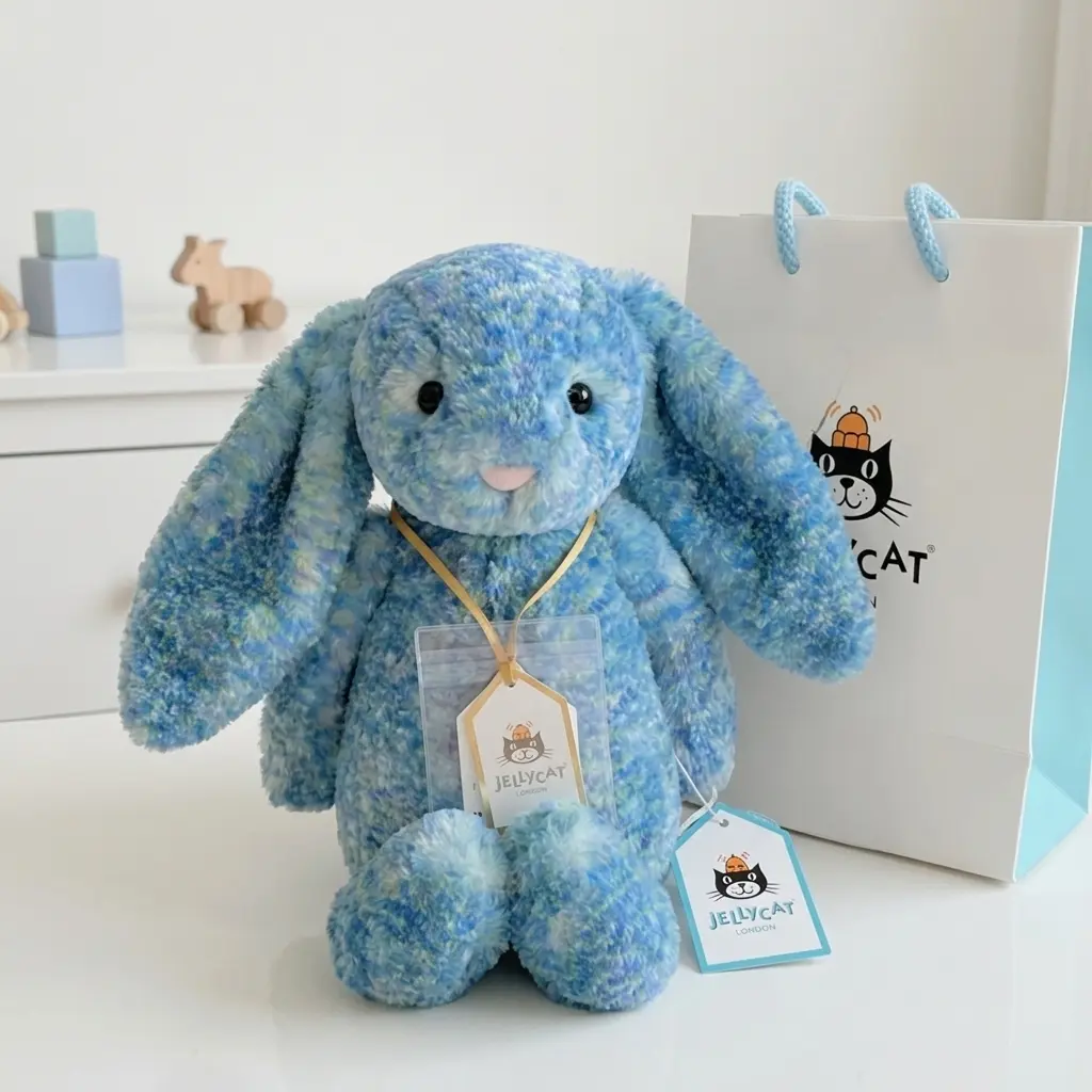 USA Ready to Ship | Soft Jellycat Bashful Luxe Bunny Azure Plush + Gift Bag Included
