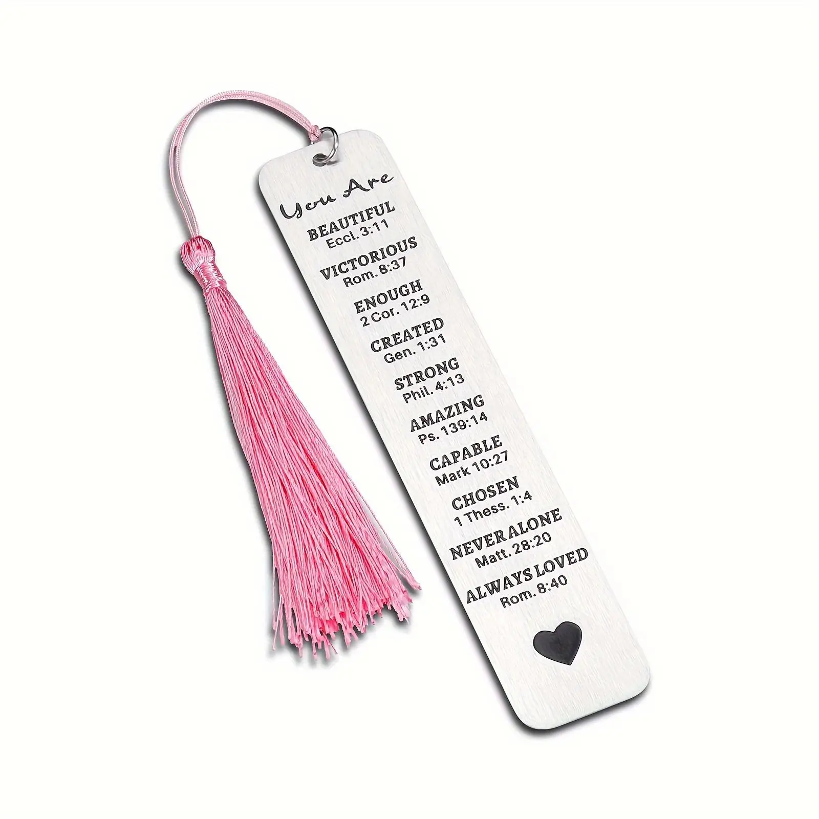 Stainless Steel Bookmark with Tassel, 1 Count Inspirational Christian Bookmark, Gift for Book Lovers, and Birthdays