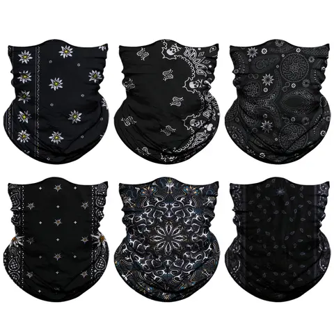 Venswell Black Neck Gaiter Series, Cover Mask for men and women, seamless bandana carnival mask scarf mask, balaclava, headband, turban, headwear