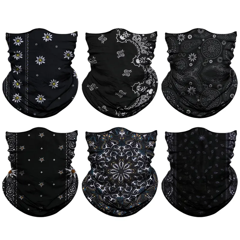Venswell Black Neck Gaiter Series, Cover Mask for men and women, seamless bandana carnival mask scarf mask, balaclava, headband, turban, headwear