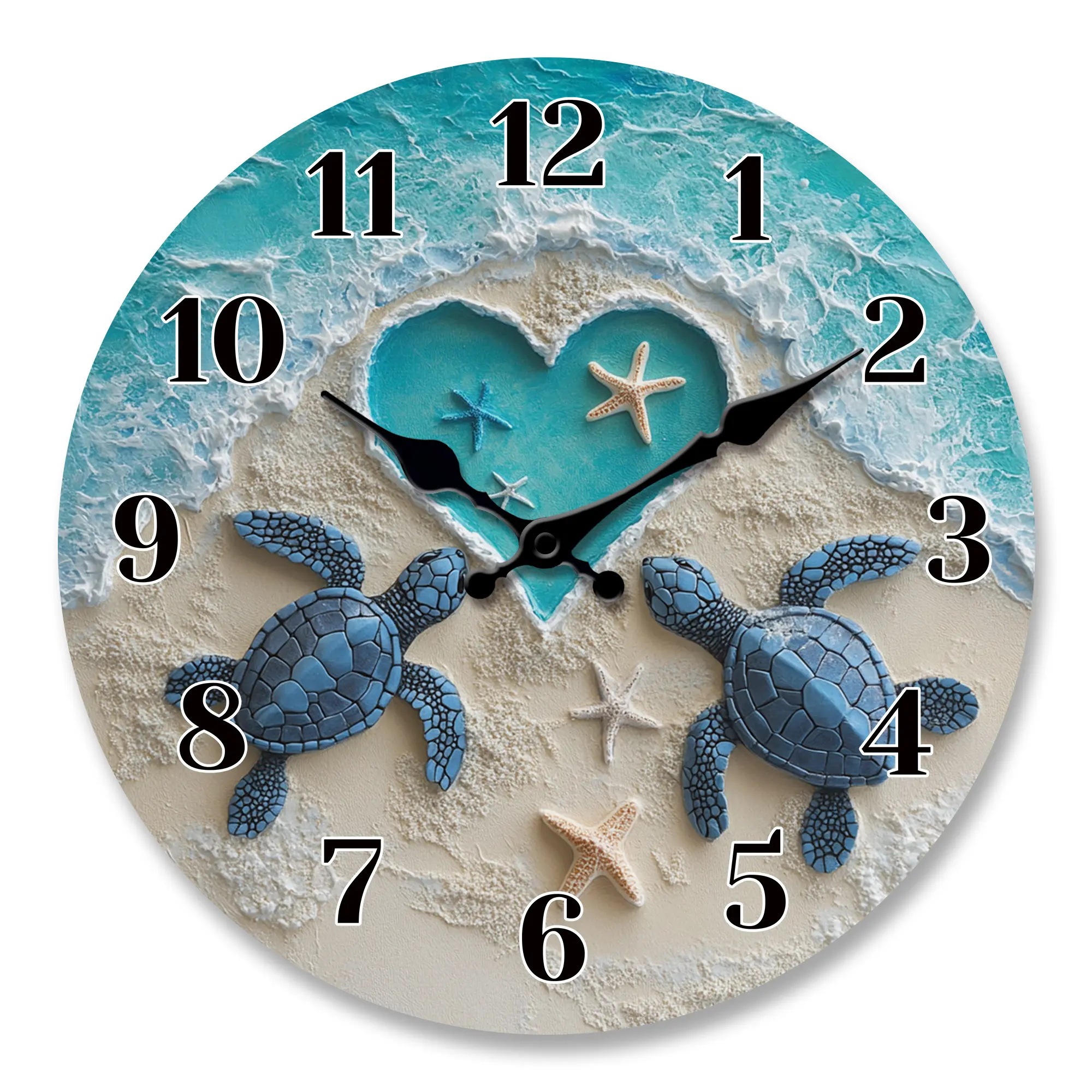Love-Themed Wall Clock Featuring a Turtle And Heart-Shaped Ocean Design, Powered by Batteries And Silent, Making It Perfect for Decorating Bedrooms And Living Rooms. It'S an Excellent Gift for Valentine'S Day, Anniversaries