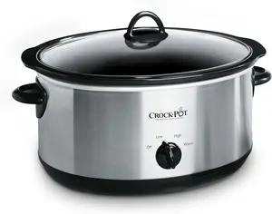 Crock-Pot 7 Quart Oval Manual Slow Cooker SCV700-S-BR Stainless Steel Versatile Cookware for Large Families or Entertaining High Low Settings Warm Function Minimal Clean-Up