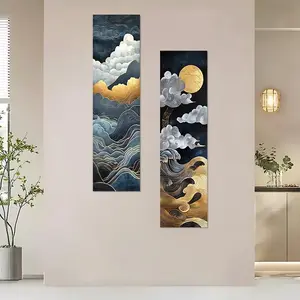 Mountain & Wave Pattern Tapestry, 2 Counts/set Wall Hanging Tapestry, Wall Art Decor for Home Living Room Bedroom Dormitory