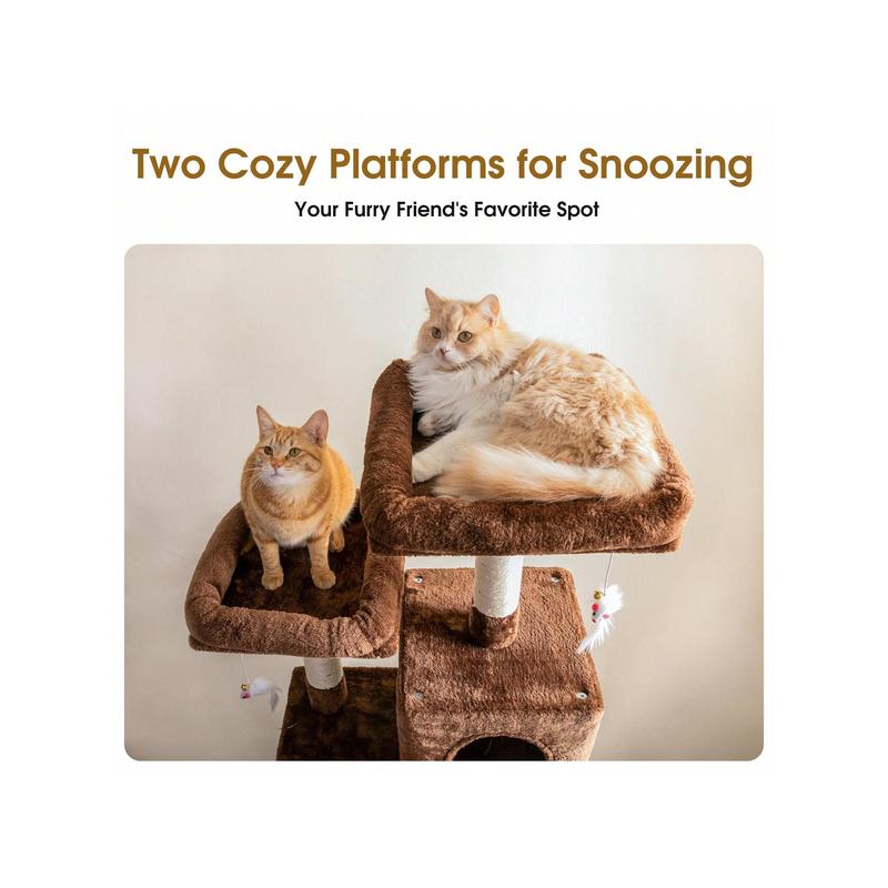 MWPO 70.1-Inch Large Cat Tree, Multi-Level Tall Cat Tower for Indoor Cats, Plush Cat Condo with Big Padded Perches, Sisal-Covered Scratching Posts, Hammock, Toys for Kittens & Cats