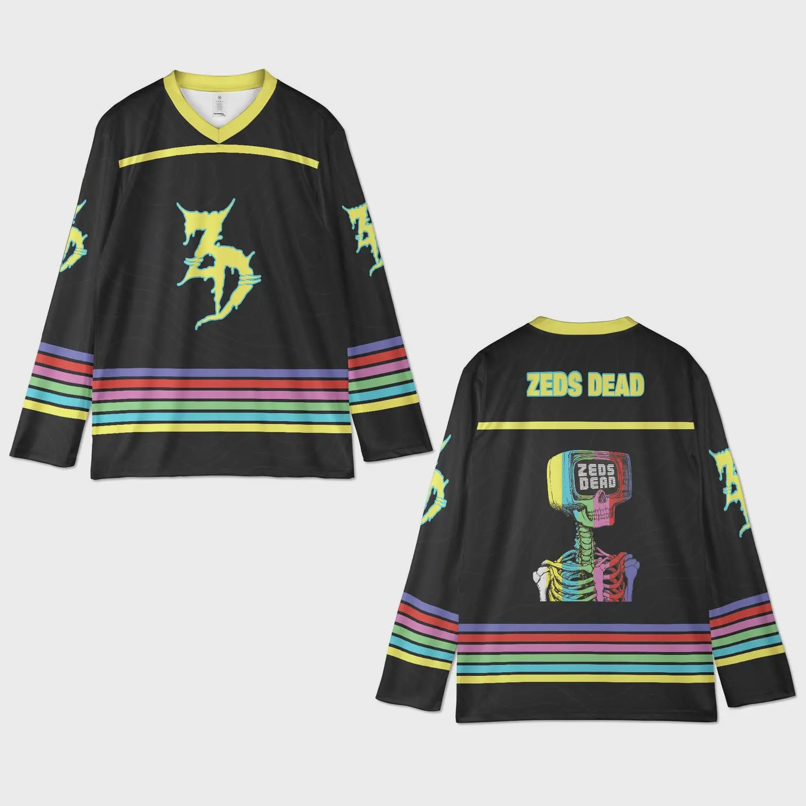 Zeds Dead Rave Jersey, TV Head Effect Hockey Shirt, Retro Edm Festival Outfit