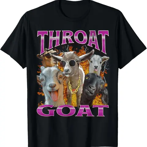 100% Cotton Unisex-Adults Throat Goat Funny Offensive Adult Humor Bootleg Y2K Graphic T-Shirt - Black, Small - Short Sleeve - T-Shirt - Unique Graphic Design