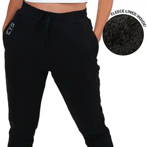 CVG Rest Day Sweatpants Fleece Lined Black Athleisure Style Bottoms Ultra Soft Cozy All Seasons Drawstring Waistband Deep Zipper Pockets