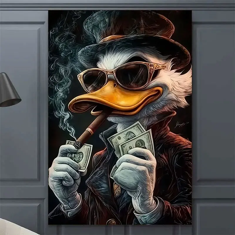 Scrooge Mcduck Theme 2D Flat Canvas Art Print, Decorative Wall Hanging for Living Room Bedroom Office Hotel Bar Ktv Cafe Tea House Gaming Room