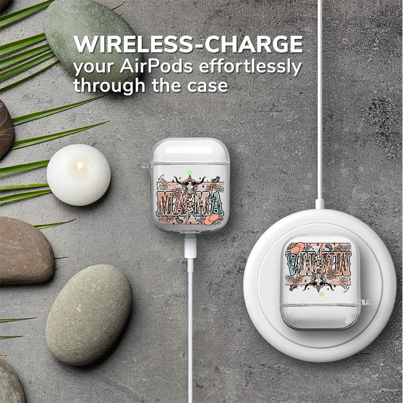 Western MAMA Pattern TPU Soft Protective Case for Apple AirPods 4/3/2/1/Pro/Pro2 Transparent Earphone Cover with Keychain Attachment Western MAMA Pattern TPU Soft Protective Case for Apple AirPods 4/3/2/1/Pro/Pro2 Transparent Earphone Cover with Keychain Attachment