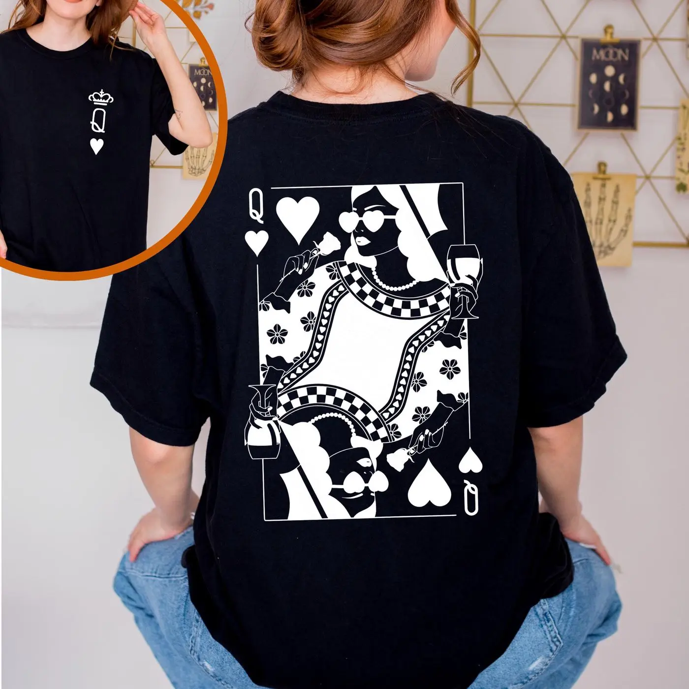 Comfort Colors Queen T-Shirt, Queen of Hearts T-Shirt, Queen Playing Card  Tee, Women Valentines Day Shirt, Gift For Her, Funny Shirt, pr791